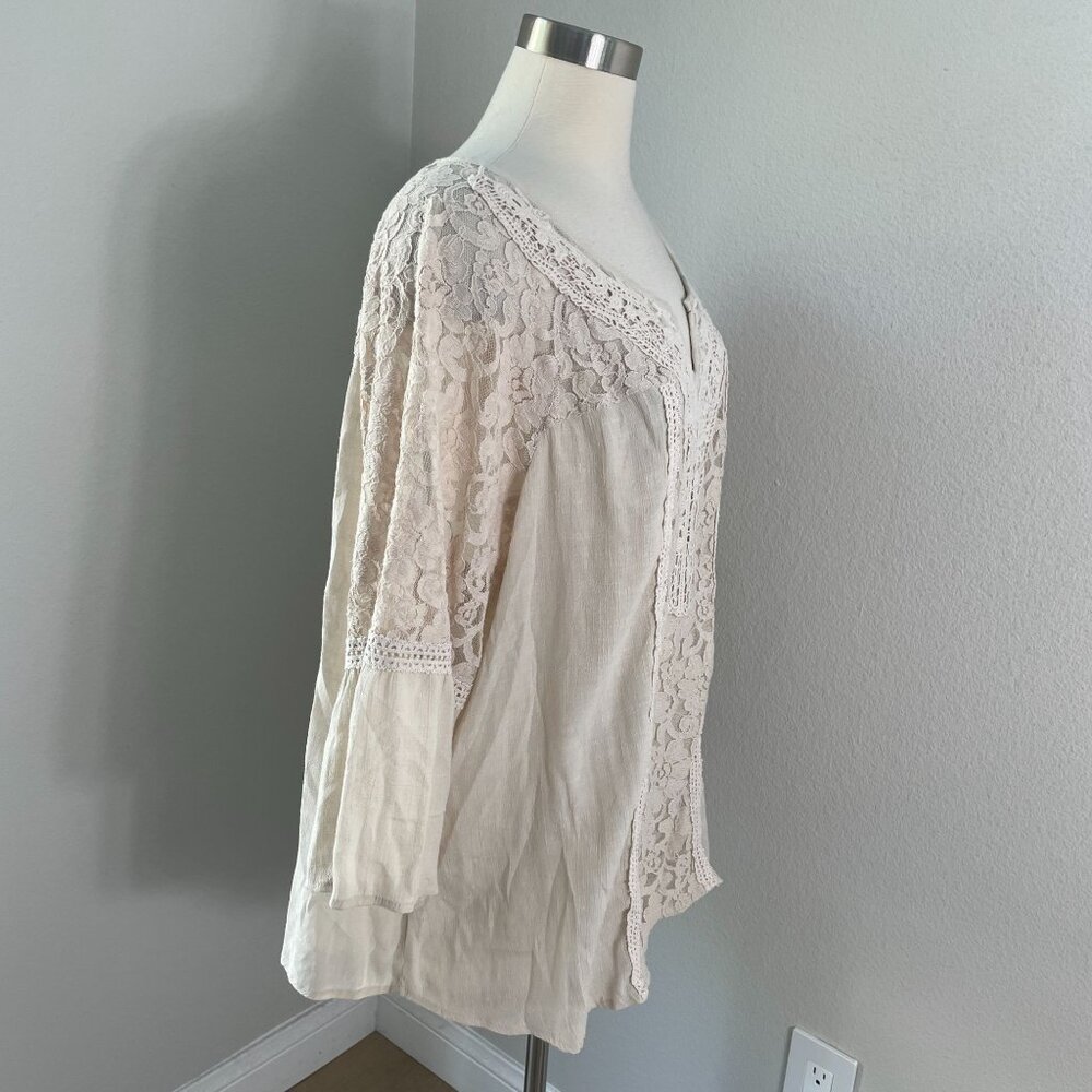Westport‎ Womens Plus 3X Lace Trim Tunic Top V Neck 3/4 Sleeve Shirt - Picture 3 of 13